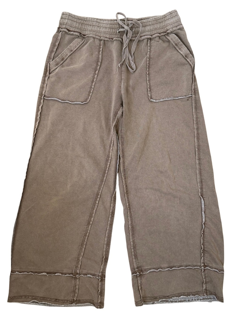 Anthropologie Daily Practice Wide Leg Sweatpants Heathered Brown Size S - Picture 3 of 7